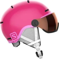 Salomon - Kid's Grom Visor - Skihelm Maat M - 53-56 Cm, Roze/grijs