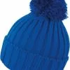 Result Grof Gebreide Winter Muts Met Pompon Kobalt Blauw Wintermutsen Voor Dames Heren