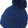 Marineblauwe Result Grof Gebreide Winter Muts Met Pompon Navy Voor Volwassenen Wintermutsen Voor Dames Heren